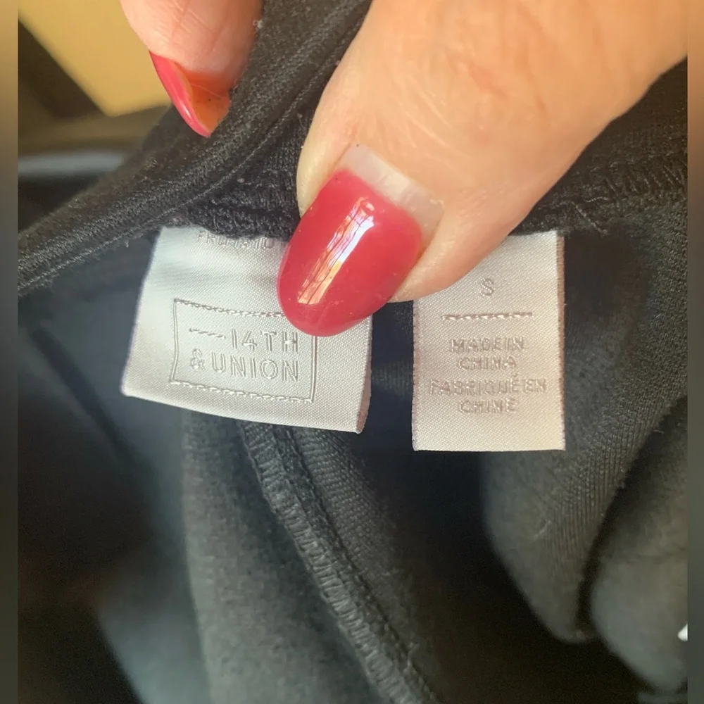 14th & Union Black Leggings with Faux Leather